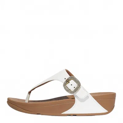 Fitflop Women's Lulu Crystal Buckle Leather Toe Post Sandals In Urban White