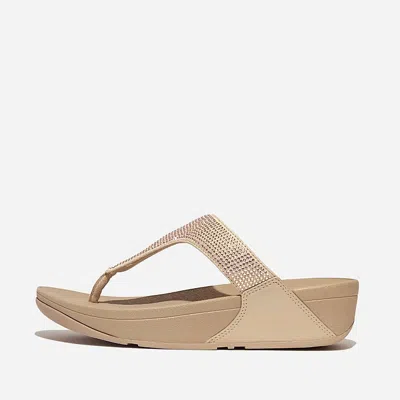 Fitflop Women's Lulu Crystal Embellished Toe-post Sandal In Latte-beige In Multi