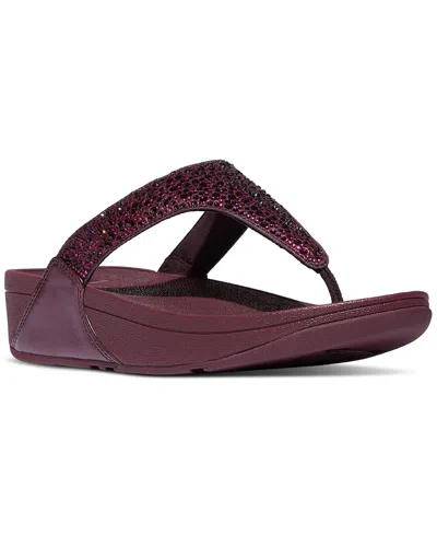 Fitflop Women's Lulu Crystal Mix Toe-post Wedge Sandals In Purple