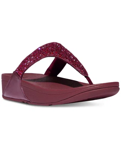 Fitflop Women's Lulu Crystal Mix Toe-post Wedge Sandals In Luxe Plum