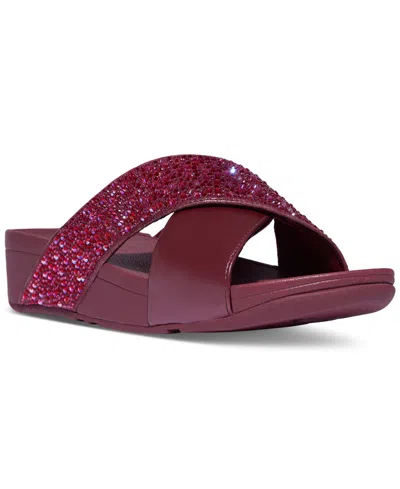 Fitflop Women's Lulu Embellished Metallic Crisscross Slide Sandals