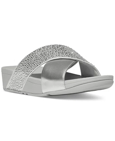 Fitflop Women's Lulu Embellished Metallic Crisscross Slide Sandals