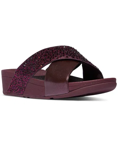FITFLOP WOMEN'S LULU EMBELLISHED METALLIC CRISSCROSS SLIDE SANDALS