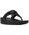 Fitflop Women's Lulu Folded Knot Leather Toe-post Sandals In Black