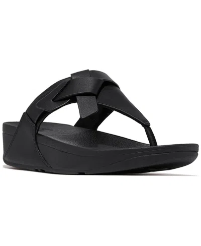 Fitflop Women's Lulu Folded Knot Leather Toe-post Sandals In Black