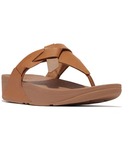 Fitflop Women's Lulu Folded Knot Leather Toe-post Sandals In Desert Tan