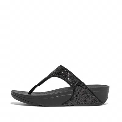 Fitflop Lulu Glitter Flip Flop In Black Glitter Faux Leather