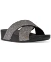 Fitflop Lulu Glitterball Platform Wedge Slide Sandal In Silver