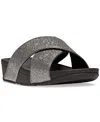 Fitflop Lulu Glitterball Platform Wedge Slide Sandal In Pewter