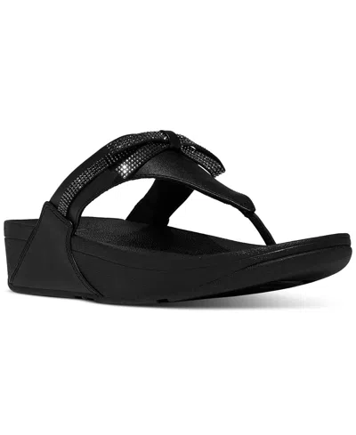 Fitflop Women's Lulu Glitz-bow Leather Toe-post Sandals In Multi