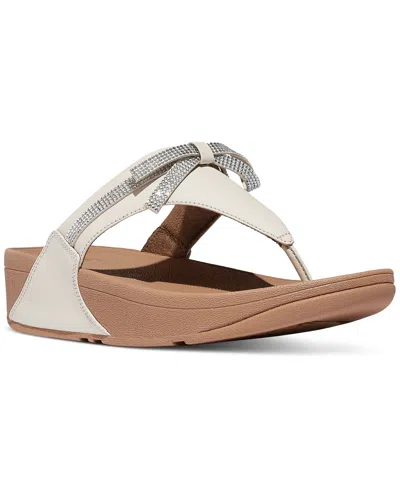 Fitflop Women's Lulu Glitz-bow Leather Toe-post Sandals In Multi
