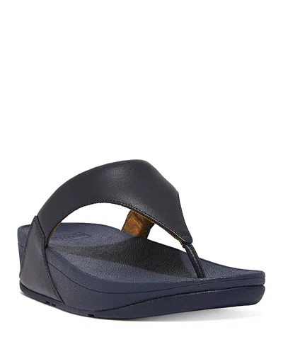 FITFLOP FITFLOP WOMEN'S LULU LEATHER THONG WEDGE SANDALS