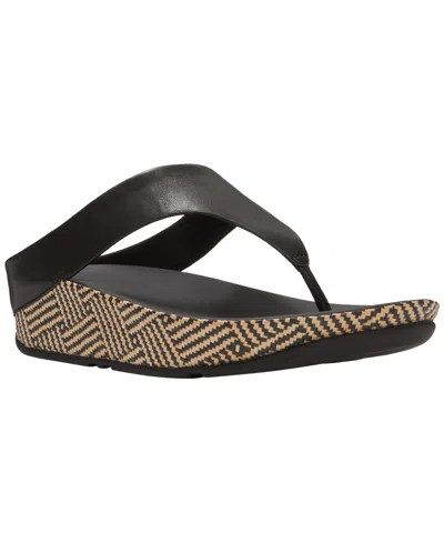 Fitflop Women's Lulu Lux Graphic-weave Wedge Heel Sandals In Black