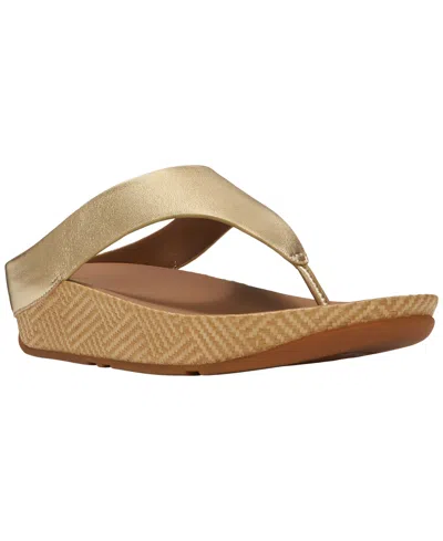 Fitflop Women's Lulu Lux Graphic-weave Wedge Heel Sandals In Gold