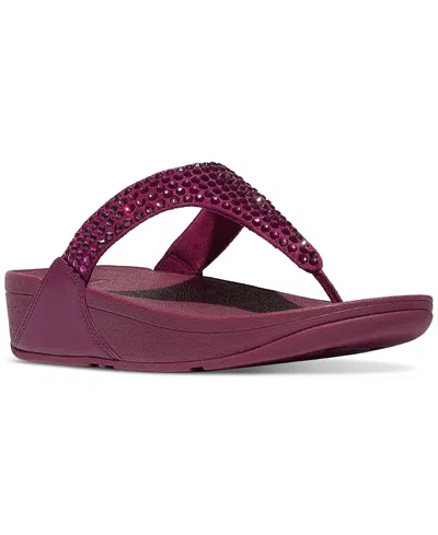 Fitflop Women's Lulu Maxi-crystal Toe-post Wedge Sandals In Burgundy