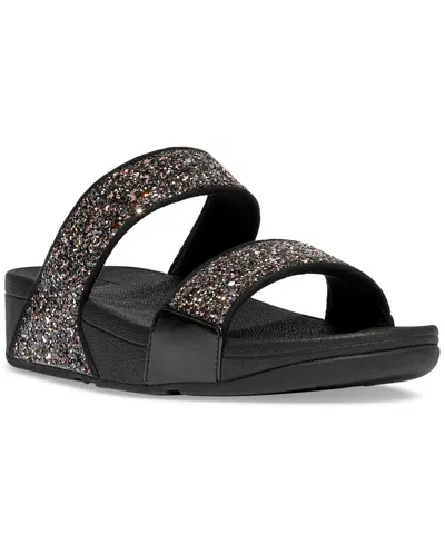 Fitflop Women's Lulu Multi-tonal Glitter Wedge Sandals In Black