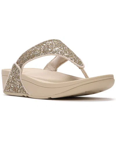 Fitflop Women's Lulu Multi-tonal Glitter Wedge Sandals In Platino