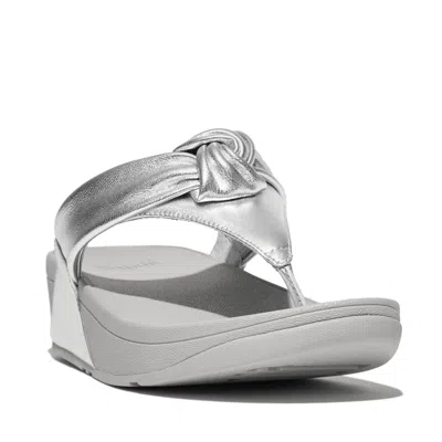 Fitflop Women's Lulu Padded-knot Metallic-leather Toe-post Sandals In Silver