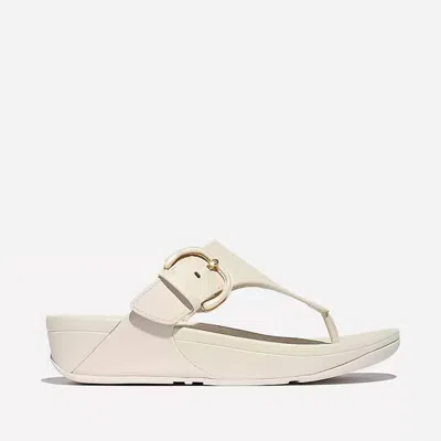 Fitflop Women Lulu Resin Buckle Leather Toe Post Sandal In Paris Beige