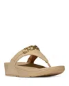 Fitflop Women's Lulu Square Chain Leather Toe Post Sandals In Neutral