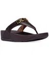 Fitflop Women's Lulu Square-chain Leather Toe-post Wedge Sandals In Brown