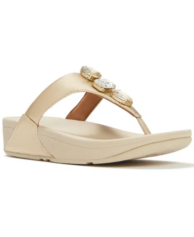 Fitflop Women's Lulu Ultra Jewel Metallic Toe Post Slip-on Sandals In Neutral