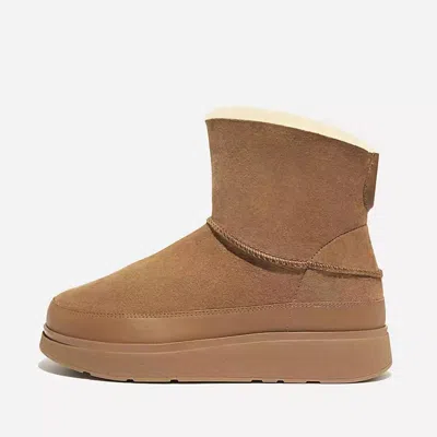 FITFLOP WOMEN'S MINI DOUBLE FACED SHEARLING BOOTS IN DESERT TAN