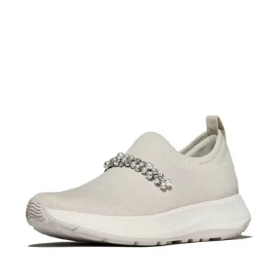 Fitflop Women's Pearls & Crystals Knit Slip-on Sneakers In Paris Beige In Gray