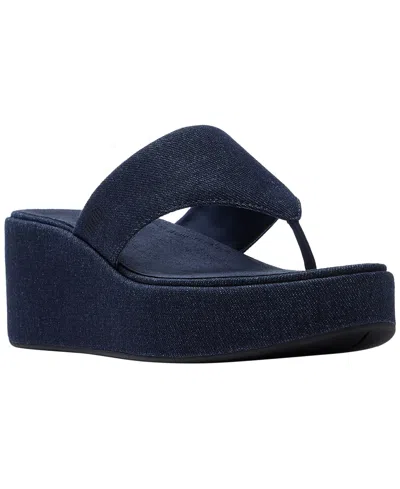 Fitflop Women's Platfforms Denim Wedge Toe-post Sandals In Blue