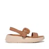 FITFLOP WOMEN'S PLATFORM BUCKLED LEATHER BACKSTRAP SANDAL IN LATTE TAN