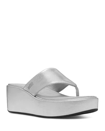Fitflop Women's Platform Wedge Thong Sandals In Silver