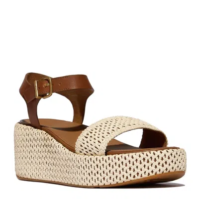 FITFLOP WOMEN'S PLATFORM WOVEN ANKLE-STRAP SANDAL IN DEEP TAN IVORY