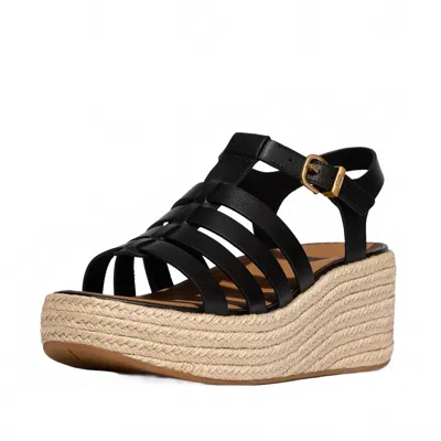 Fitflop Women's Platforms Espadrille Fisherman Wedge Sandals In Black
