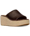 Fitflop Women's Platfforms Espadrille Leather Wedge Slides In Brown