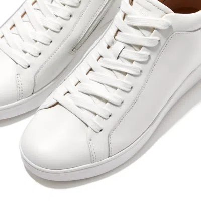 Fitflop Women's Rally High Top Lace-up Leather Sneaker With Zipper In White