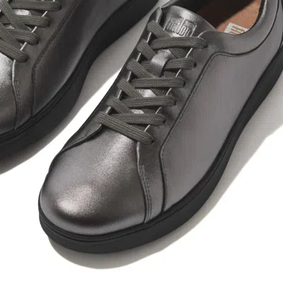 Fitflop Women's Rally Lace-up Leather Sneaker In Pewter In Silver