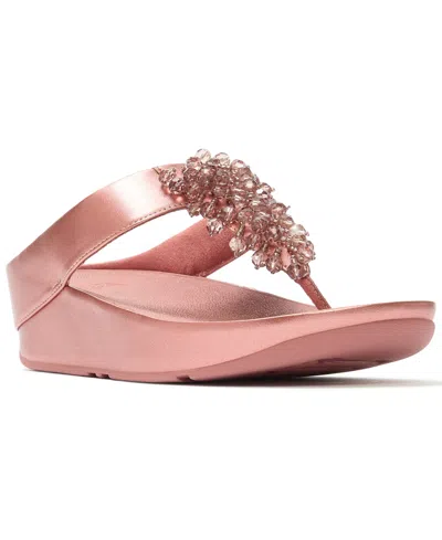 Fitflop Women's Rumba Iridescent Beaded Toe-post Sandals In Pink