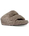 Fitflop Women's Shuv Curly Faux-shearling Two-bar Wedge Slide Sandals In Brown