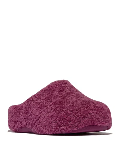 Fitflop Women's Shuv Shearling Clogs In Purple