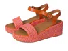 Fitflop Women's Two-tone Woven Wedge Ankle-strap Sandals In Satsuma Pink Mix In Pink