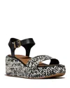 Fitflop Platfforms Woven Ankle Strap Wedge Sandal In Black/ivory