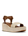 Fitflop Woven-edge Platform Sandals 70 In Deep Tan/ivory