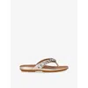 Fitflop Leather Embellished Gracie Flip Flops In Gold