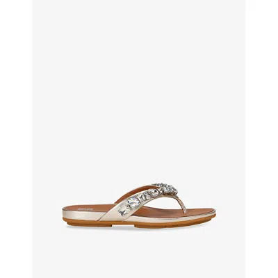 FITFLOP WOMENS GOLD GRACIE JEWEL LEATHER SANDALS EUR 38/5 UK