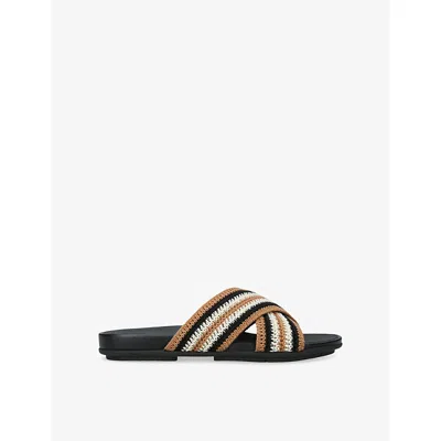 Fitflop Womens  Gracie Stripe Woven Slides In Black/comb