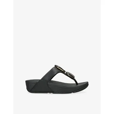 Fitflop Womens  Lulu Marble Leather Sandals In Black