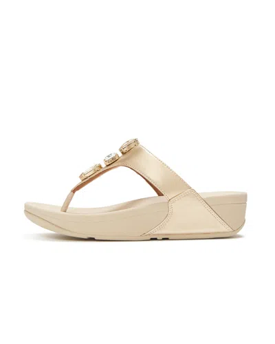 Fitflop Womens Lulu Ultra-jewel Metallic Toe-post Sandals In Neutral