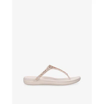 Fitflop Womens Pale Pink Solay Crystal Woven Sandals Eur 38/5 Uk