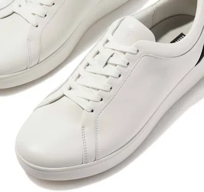 Fitflop Womens's Rally Crystal Backtab Leather Sneaker In White/black In Multi