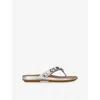 Fitflop Leather Embellished Gracie Flip Flops In Silver